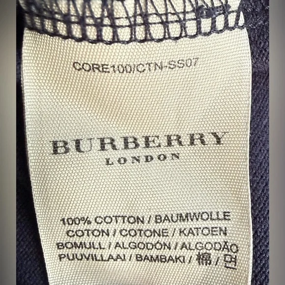 Burberry London Navy Polo Shirt 👕 Classic Logo | Men’s L (Slim Fit) Cotton - Picture 10 of 14